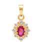 Arannyal Bevont Ezüst Medál Madagaszkári Rubinnal és Fehér Topázzal