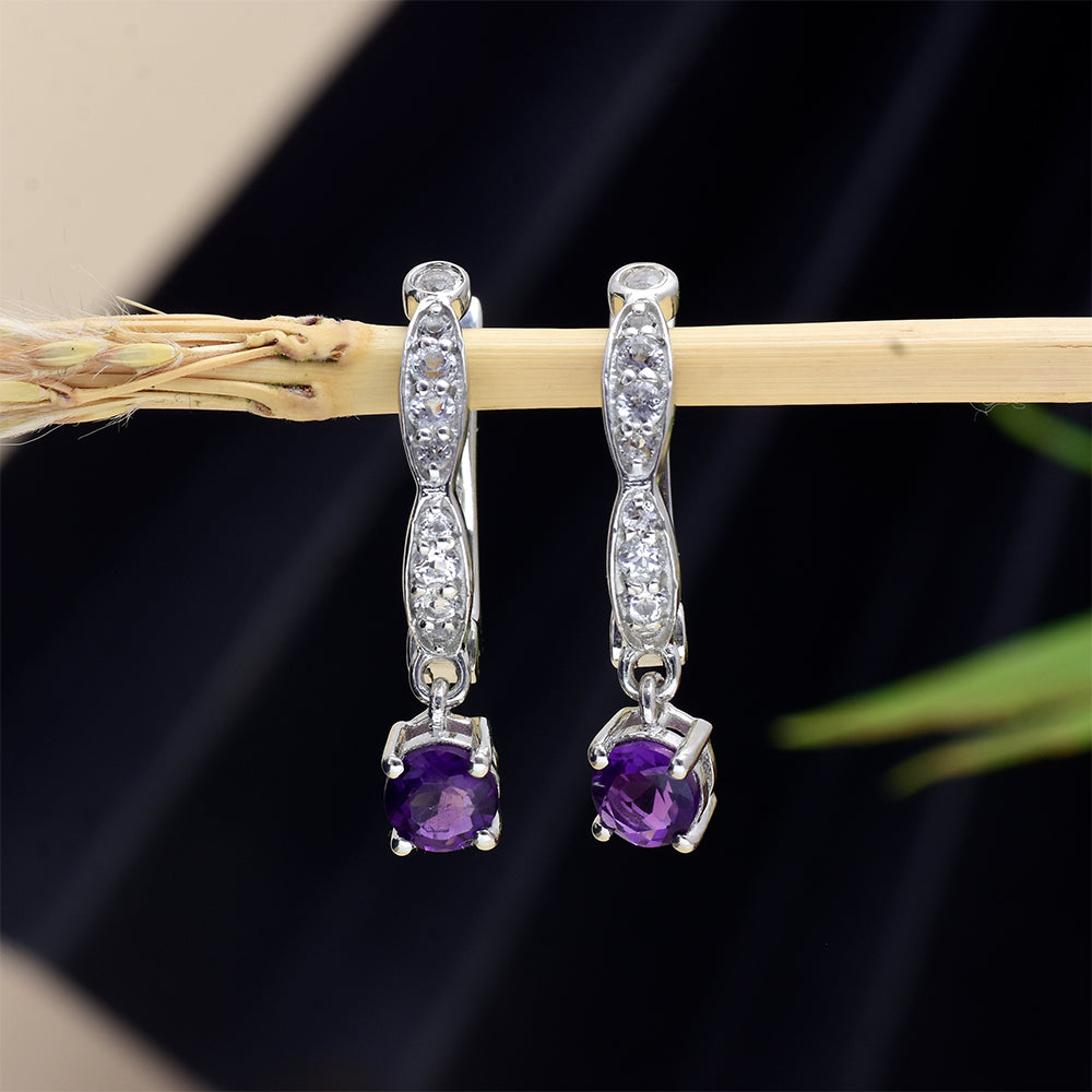 Ezüst Fülbevaló Marokkói Ametiszttel és Fehér Topázzal 3 