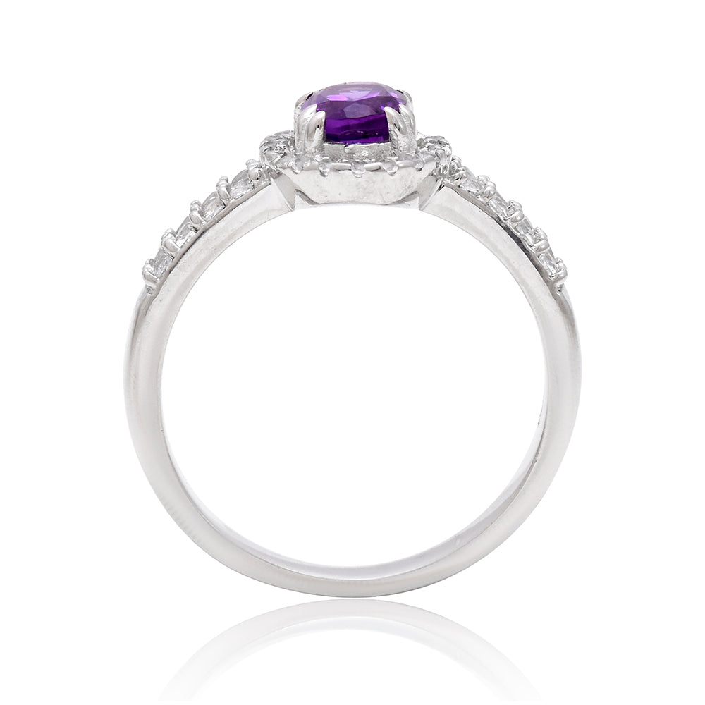 Ezüst Gyűrű Marokkói Ametiszttel és Fehér Topázzal 4 