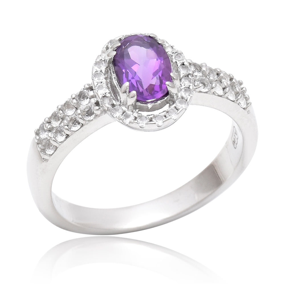 Ezüst Gyűrű Marokkói Ametiszttel és Fehér Topázzal 1 