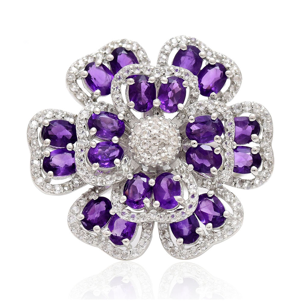 Ezüst Gyűrű Marokkói Ametiszttel és Fehér Topázzal 1 