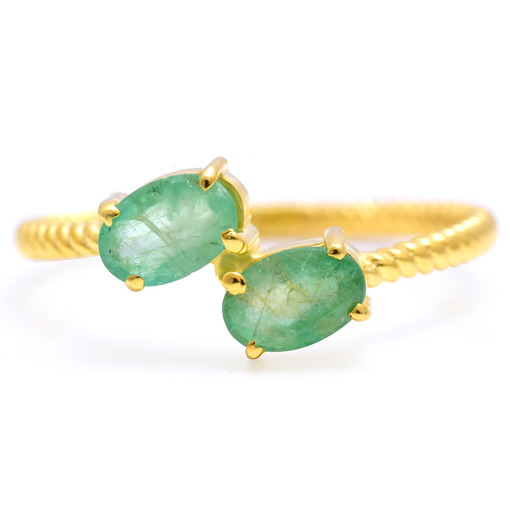 Arannyal Bevont Ezüst Gyűrű Brazil Smaragddal 1 