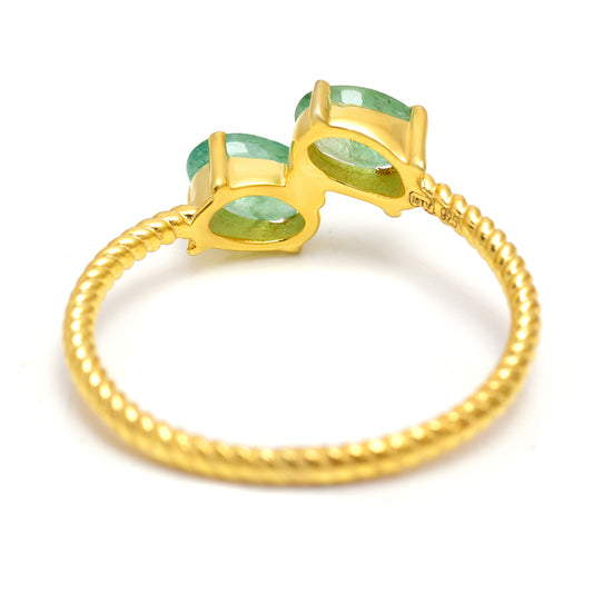 Arannyal Bevont Ezüst Gyűrű Brazil Smaragddal