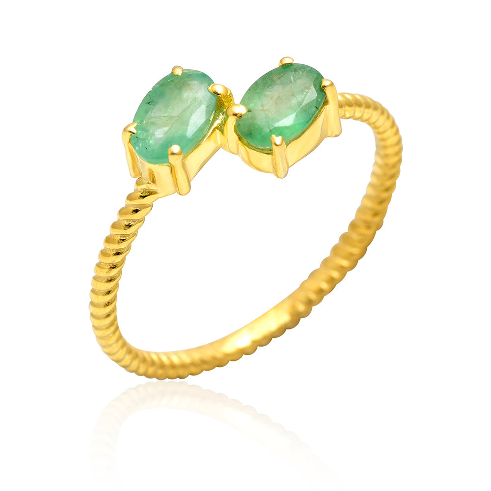 Arannyal Bevont Ezüst Gyűrű Brazil Smaragddal 4 