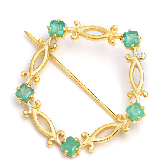 Arannyal Bevont Ezüst Bross Brazil Smaragddal