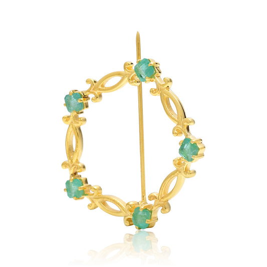 Arannyal Bevont Ezüst Bross Brazil Smaragddal