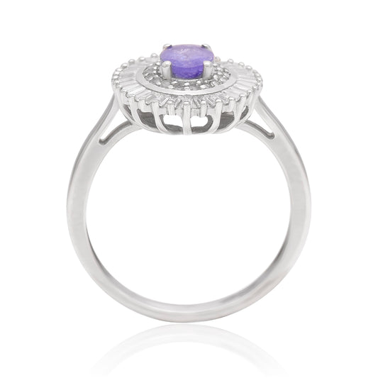 Ezüst Gyűrű "AAA" Osztályú Tanzanittal és Fehér Topázzal