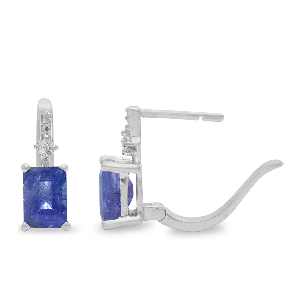 Ezüst Fülbevaló "AAA" Osztályú Tanzanittal és Fehér Topázzal 4 