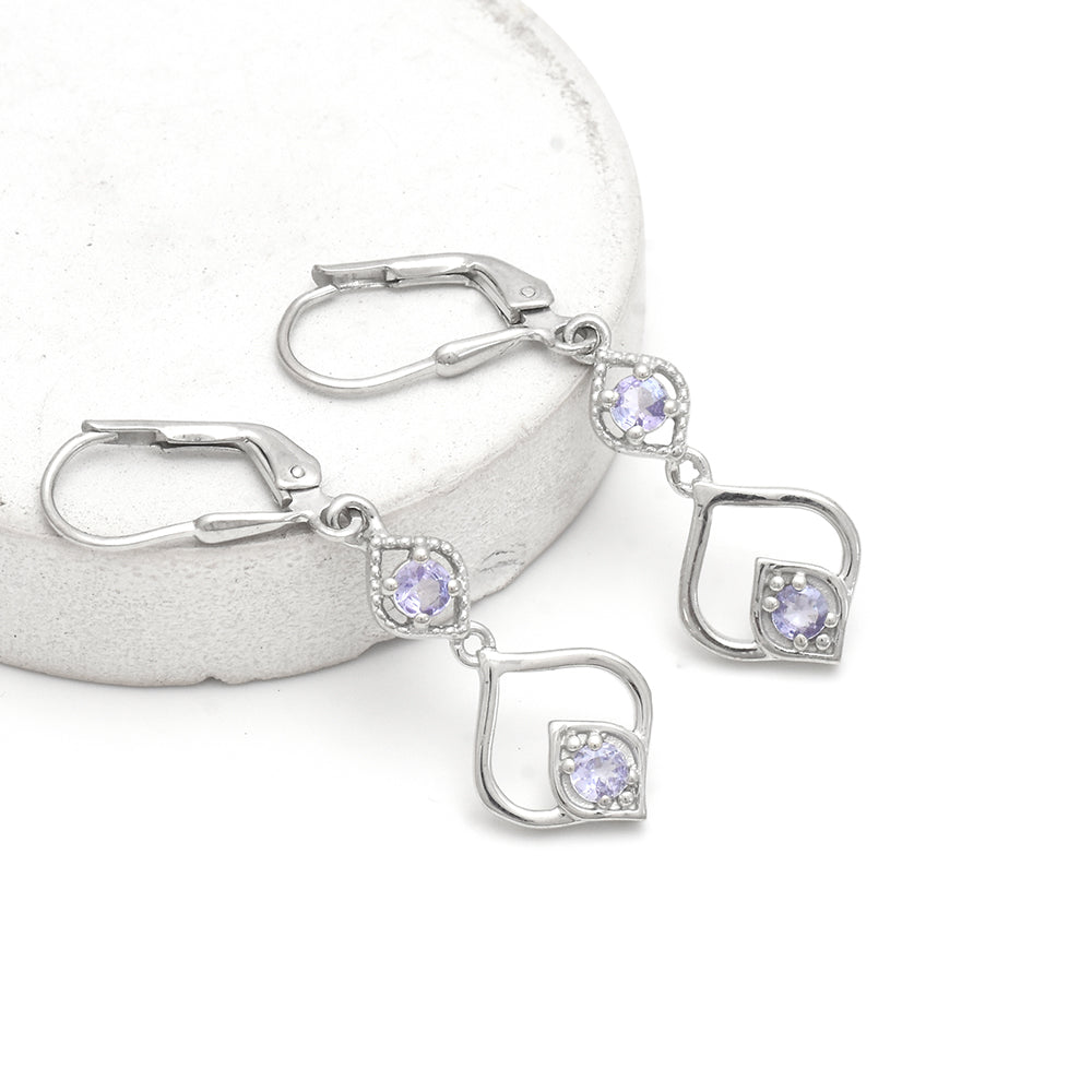 Ezüst Fülbevaló "AAA" Osztályú Tanzanittal 1 