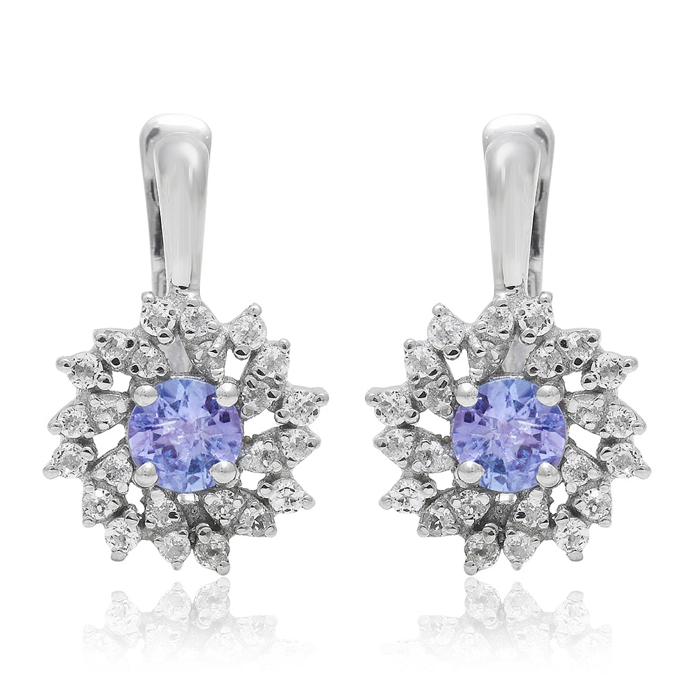 Ezüst Fülbevaló "AAA" Osztályú Tanzanittal és Fehér Topázzal 2 