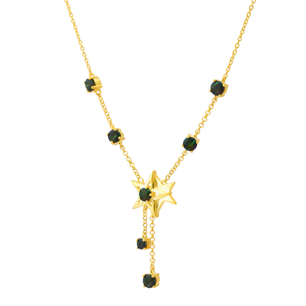 Arannyal Bevont Ezüst Nyaklánc Etiópiai Opállal