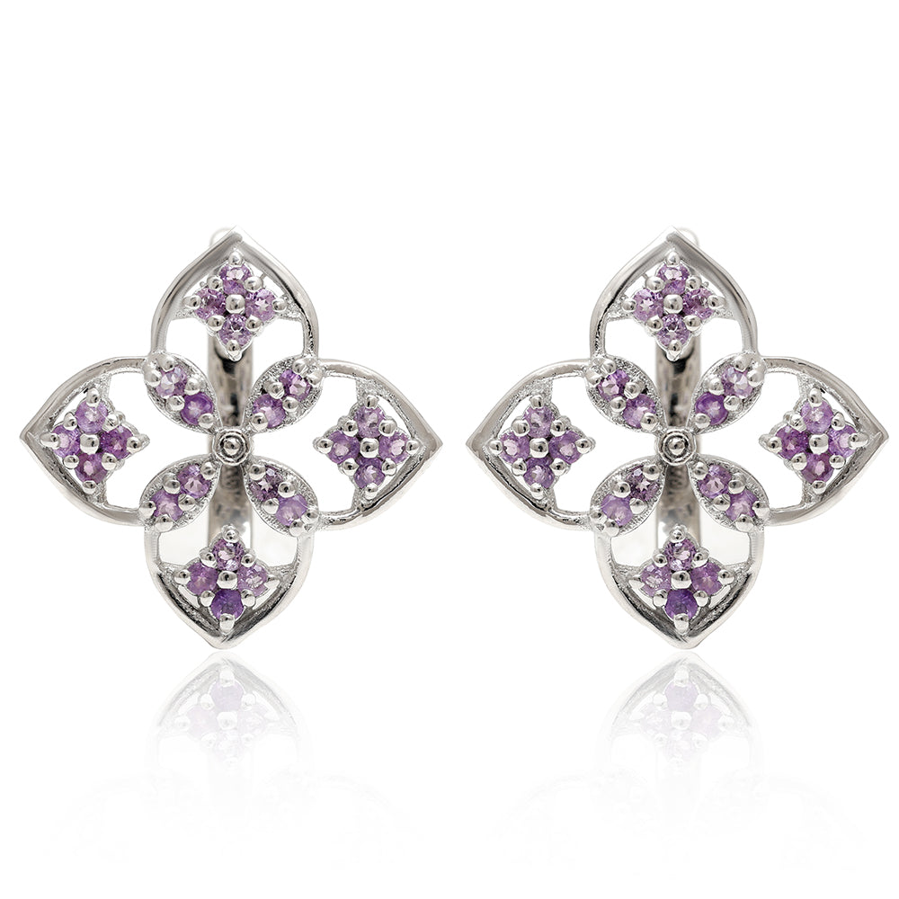 Ezüst Fülbevaló Brazil Ametiszttel 3 