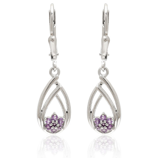 Ezüst Fülbevaló Brazil Ametiszttel