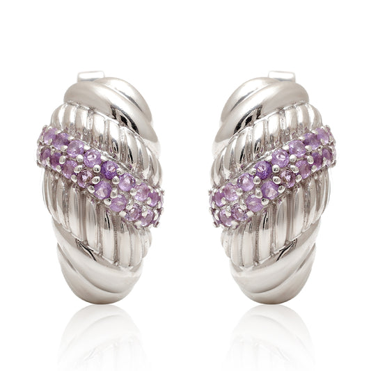 Ezüst Fülbevaló Brazil Ametiszttel