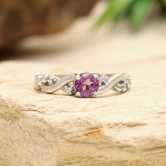 Ezüst Gyűrű Fehér Topázzal és Brazil Ametiszttel