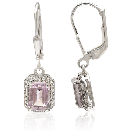 Ezüst Fülbevaló Brazil Ametiszttel és Fehér Topázzal