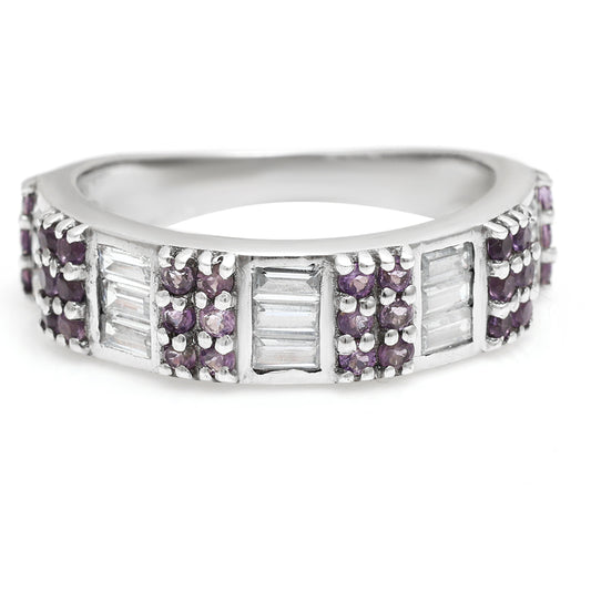 Ezüst Gyűrű Brazil Ametiszttel és Fehér Topázzal