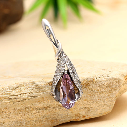 Ezüst Bross Brazil Ametiszttel és Fehér Topázzal