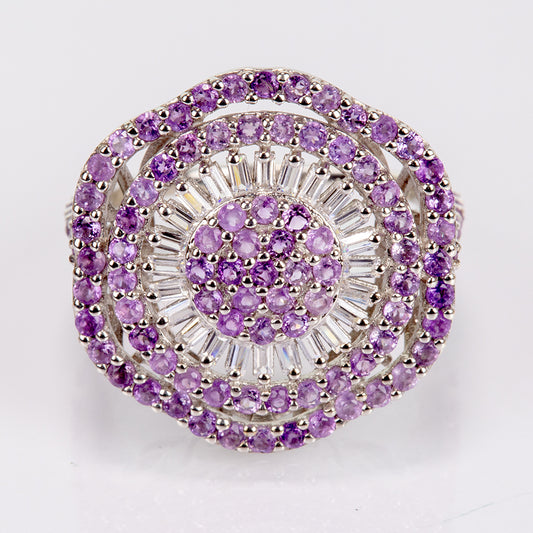 Ezüst Gyűrű Brazil Ametiszttel és Fehér Topázzal