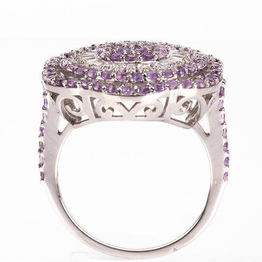 Ezüst Gyűrű Brazil Ametiszttel és Fehér Topázzal