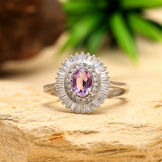 Ezüst Gyűrű Brazil Ametiszttel és Fehér Topázzal