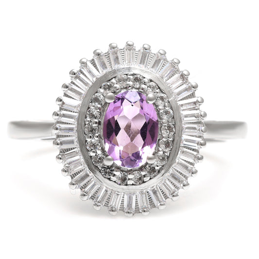 Ezüst Gyűrű Brazil Ametiszttel és Fehér Topázzal