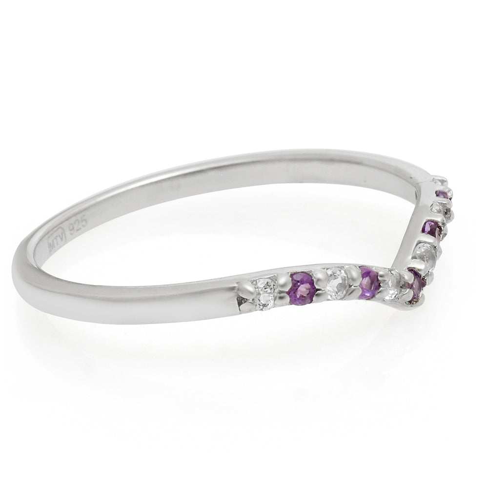 Ezüst Gyűrű Brazil Ametiszttel és Fehér Topázzal 2 