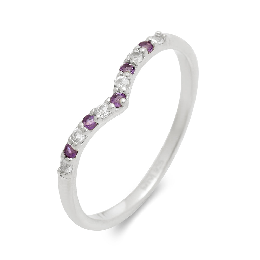 Ezüst Gyűrű Brazil Ametiszttel és Fehér Topázzal 3 