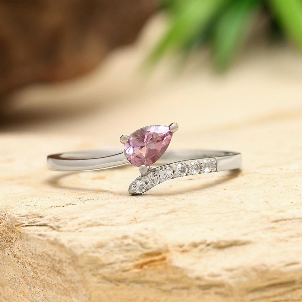 Ezüst Gyűrű Brazil Ametiszttel és Fehér Topázzal 2 