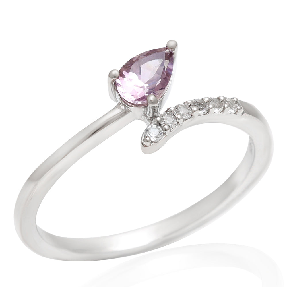 Ezüst Gyűrű Brazil Ametiszttel és Fehér Topázzal