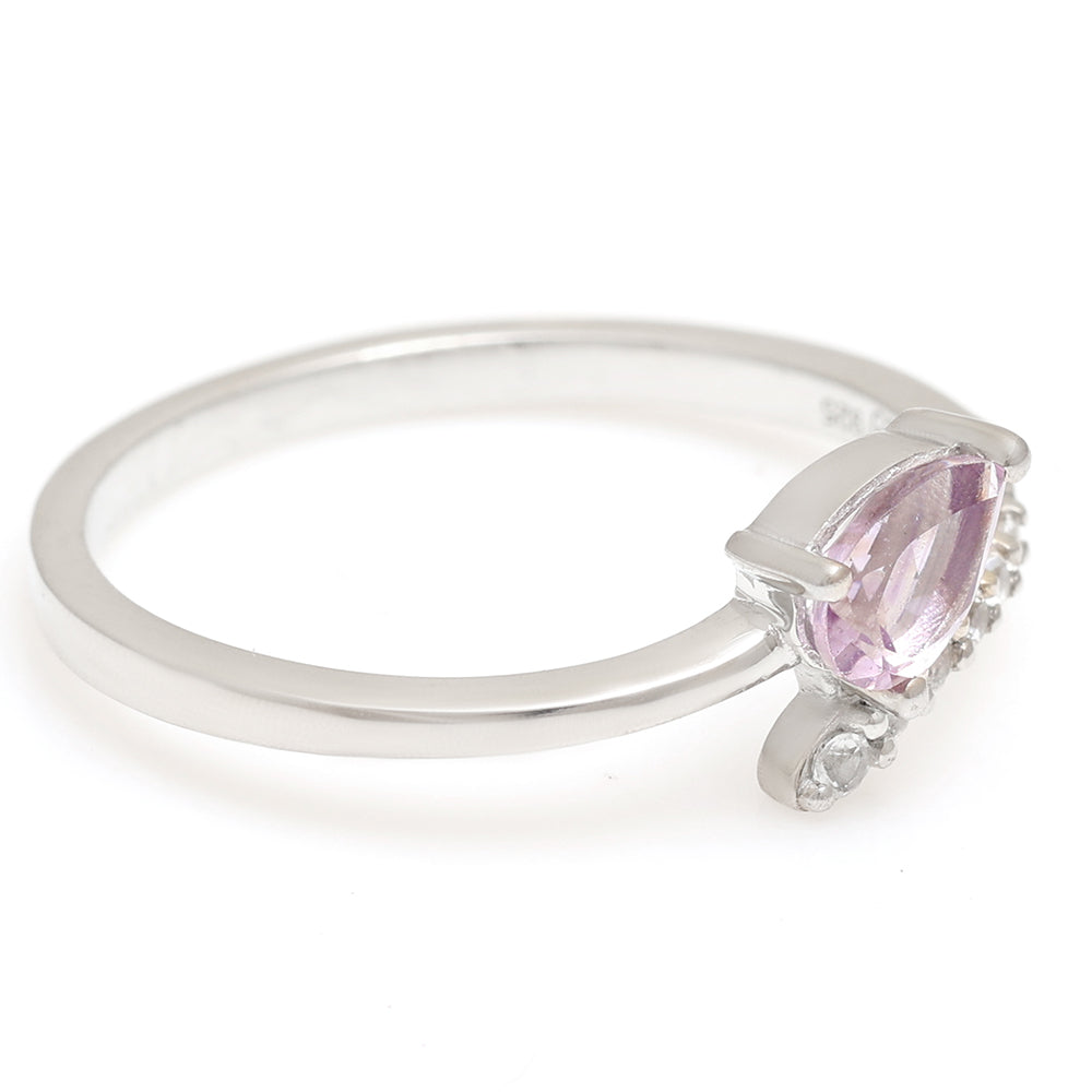 Ezüst Gyűrű Brazil Ametiszttel és Fehér Topázzal 7 