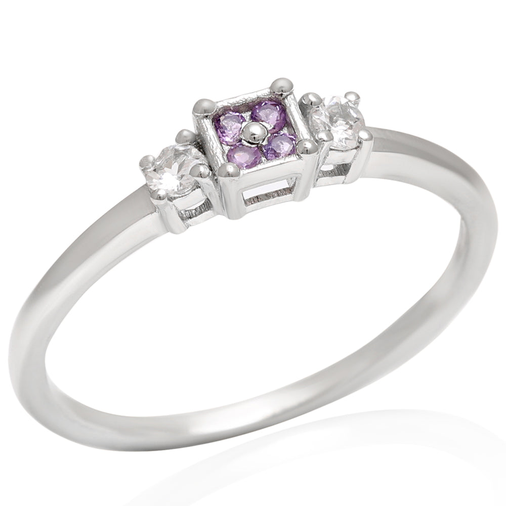 Ezüst Gyűrű Brazil Ametiszttel és Fehér Topázzal 13 