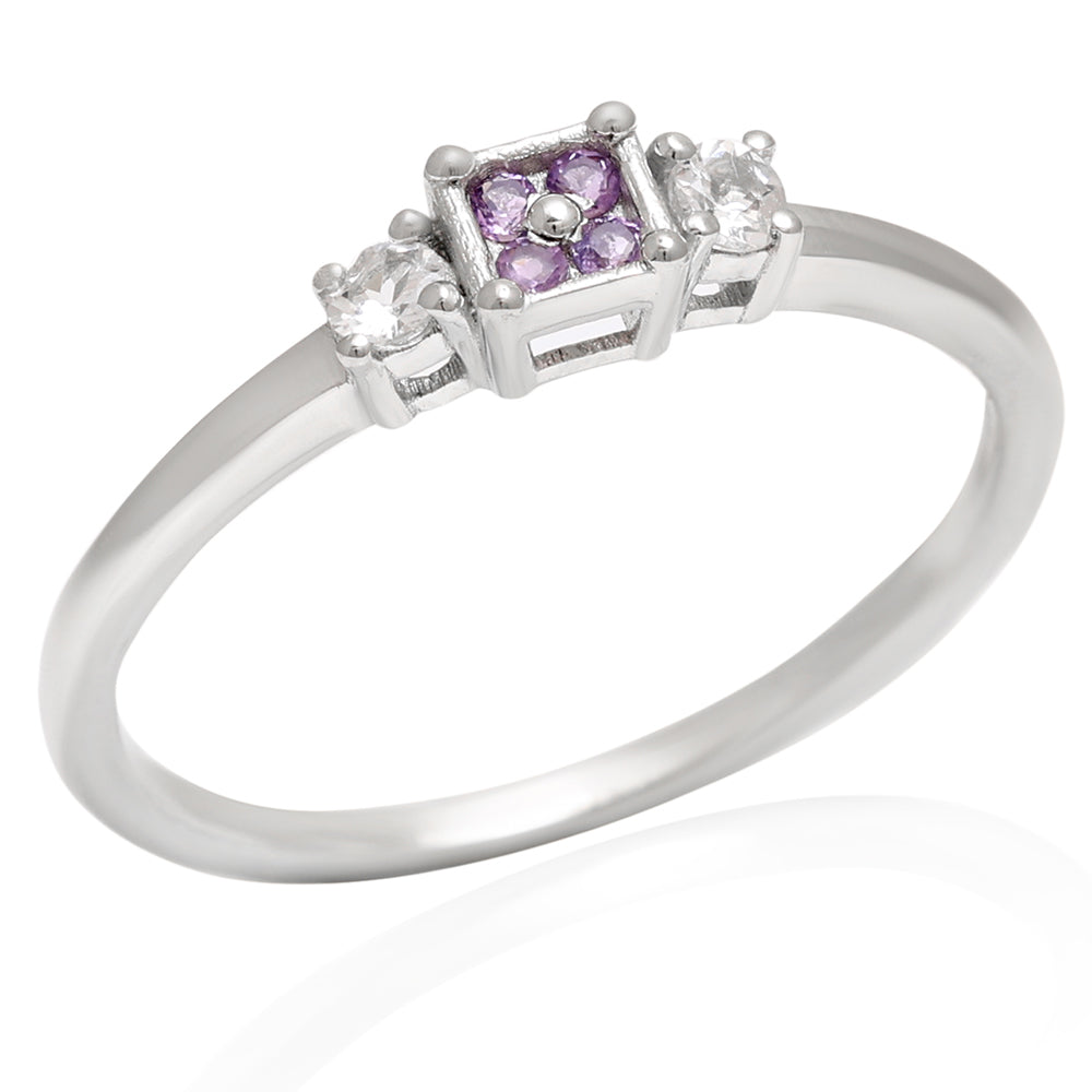 Ezüst Gyűrű Brazil Ametiszttel és Fehér Topázzal 3 