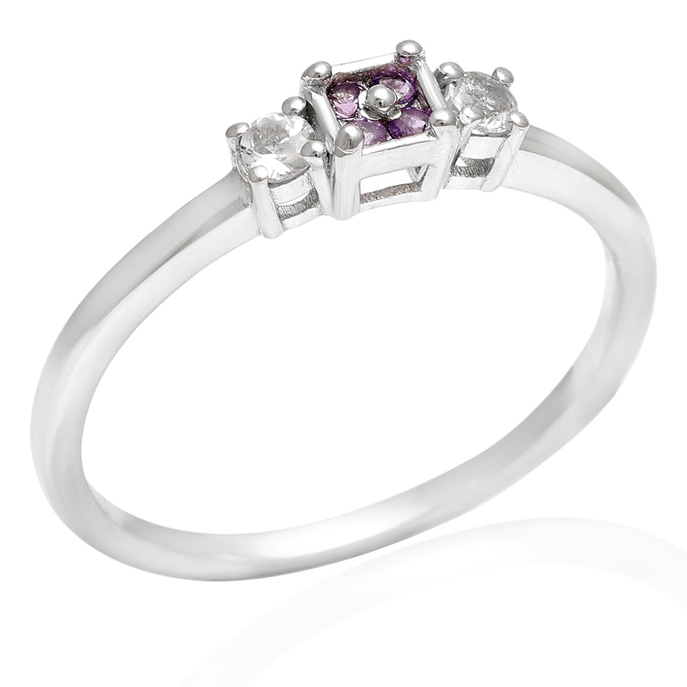 Ezüst Gyűrű Brazil Ametiszttel és Fehér Topázzal