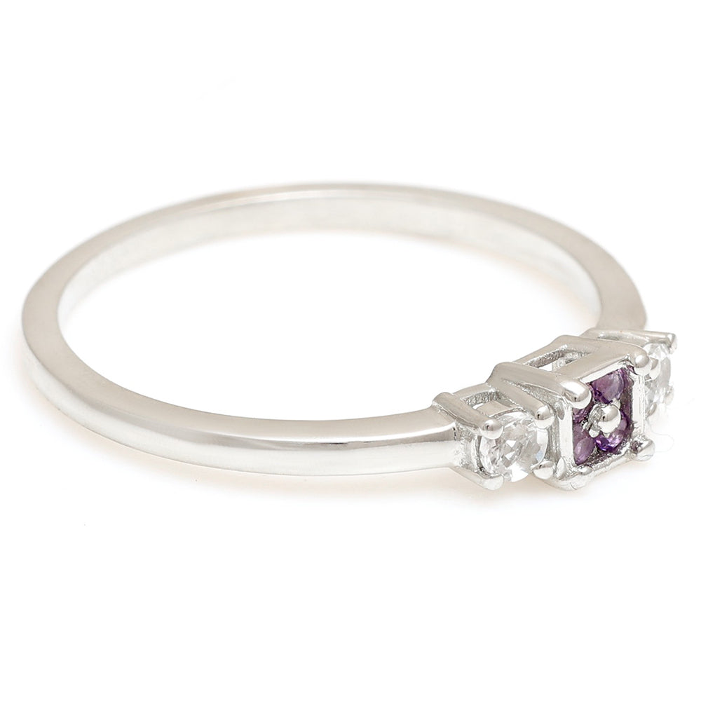 Ezüst Gyűrű Brazil Ametiszttel és Fehér Topázzal