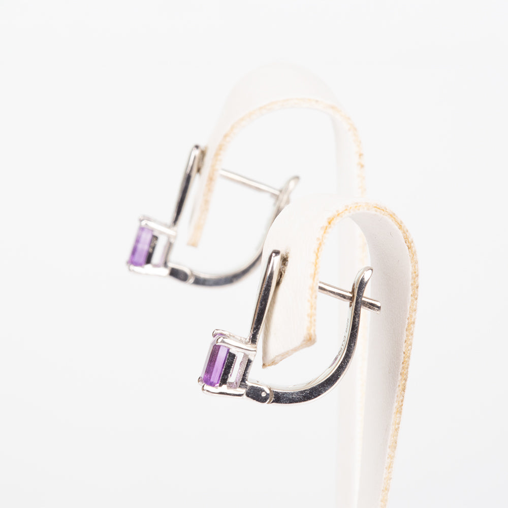 Ezüst Fülbevaló Brazil Ametiszttel 2 