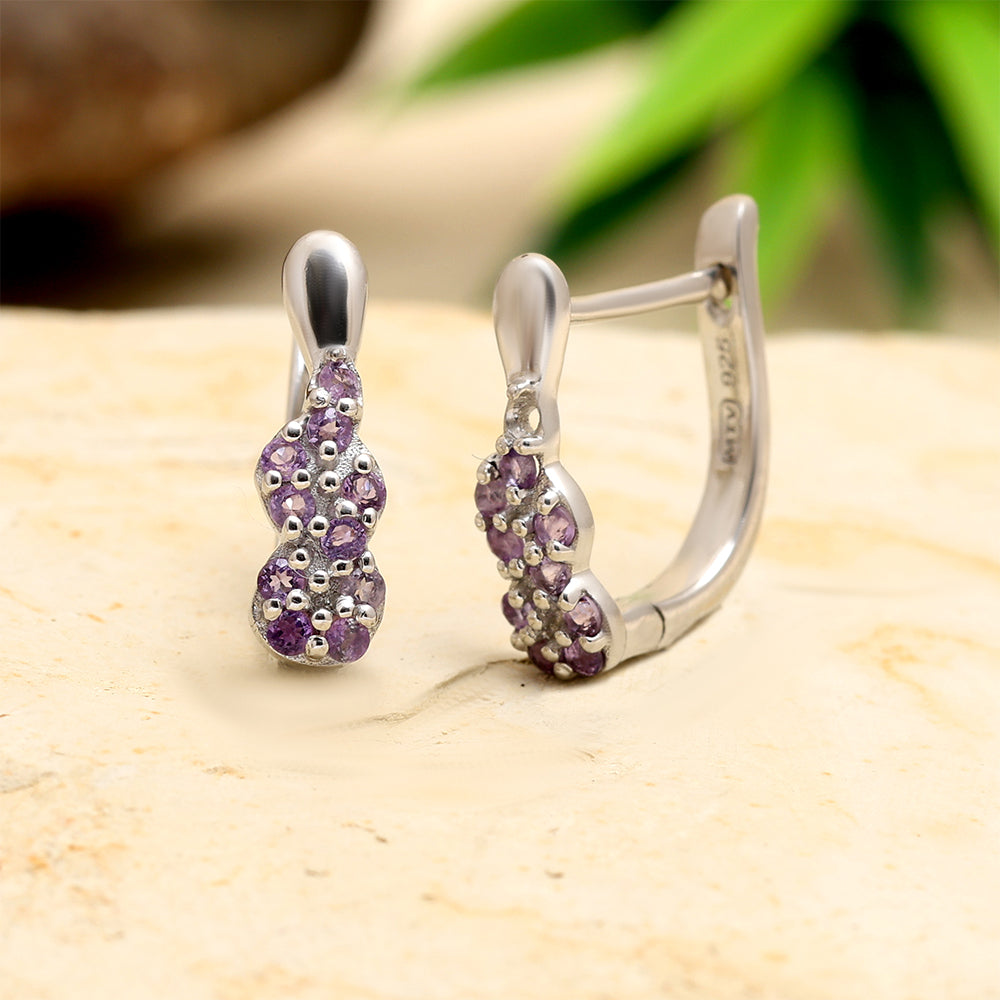 Ezüst Fülbevaló Brazil Ametiszttel 1 