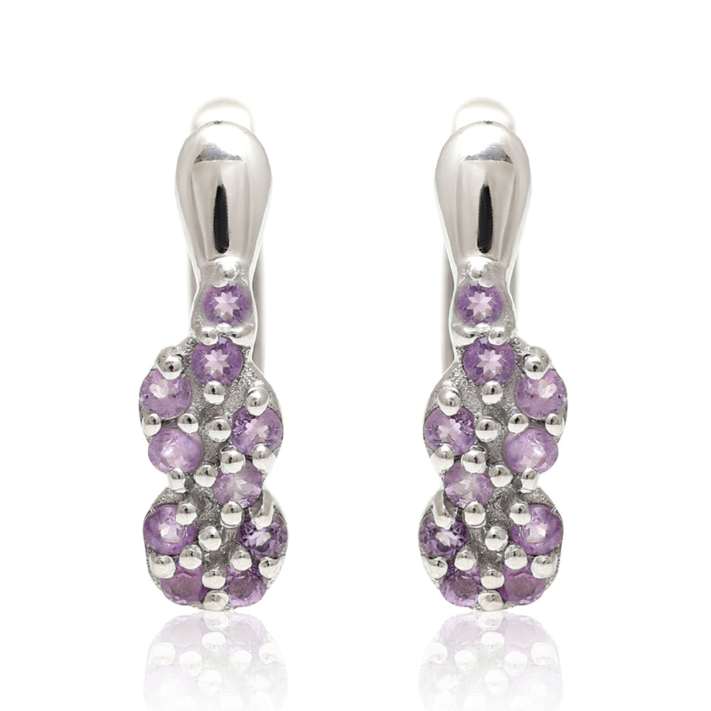 Ezüst Fülbevaló Brazil Ametiszttel
