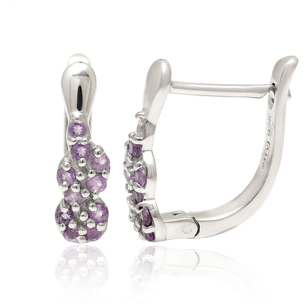 Ezüst Fülbevaló Brazil Ametiszttel 4 