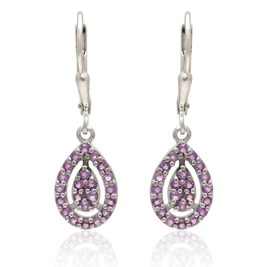 Ezüst Fülbevaló Brazil Ametiszttel
