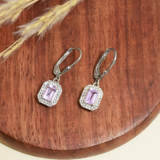 Ezüst Fülbevaló Brazil Ametiszttel és Fehér Topázzal