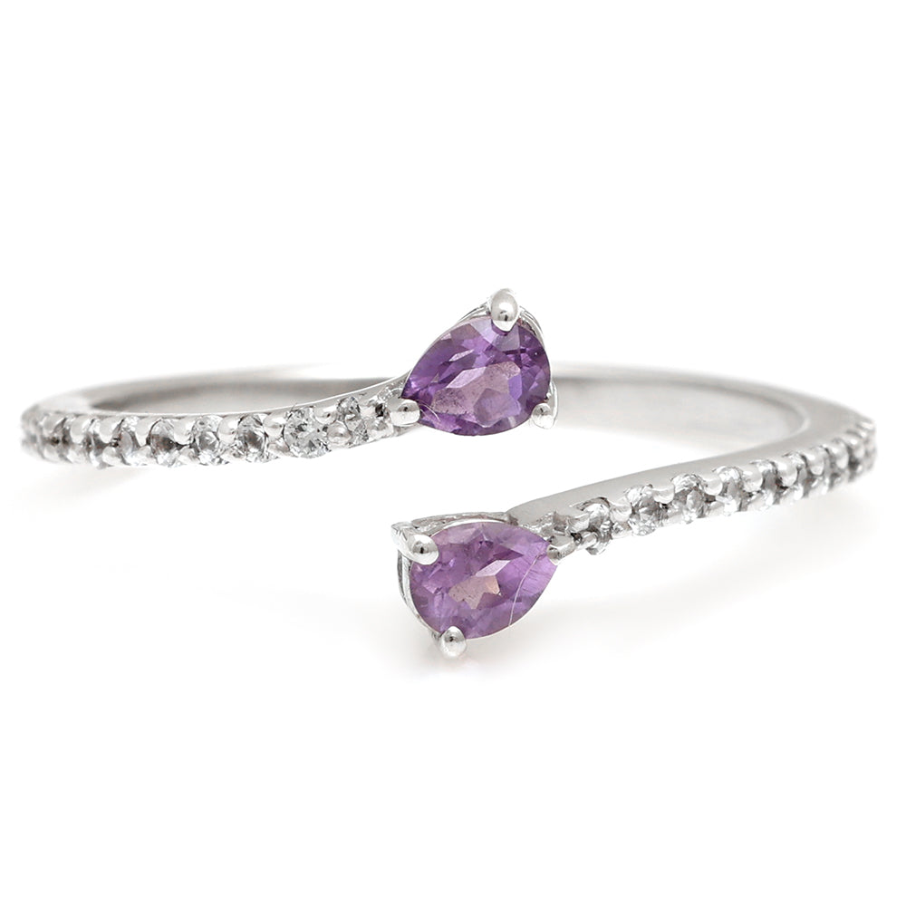 Ezüst Gyűrű Brazil Ametiszttel és Fehér Topázzal 5 