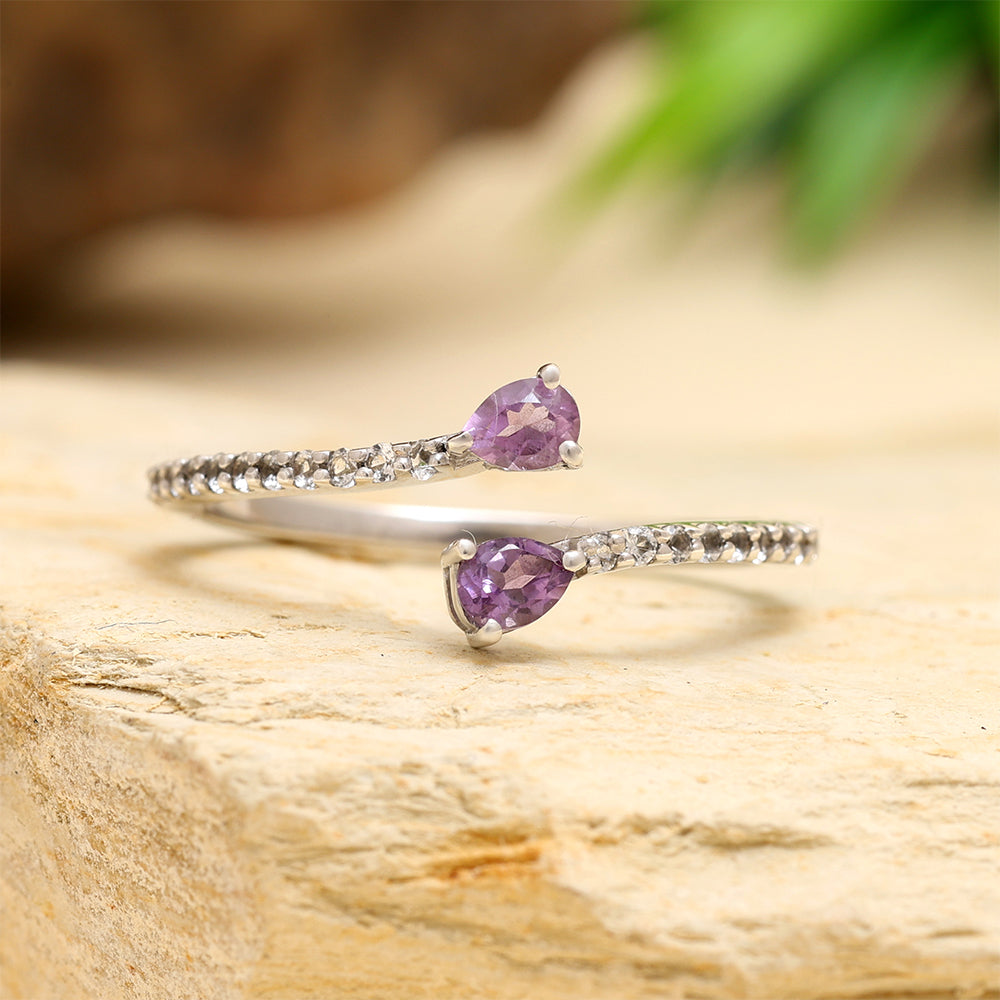 Ezüst Gyűrű Brazil Ametiszttel és Fehér Topázzal 2 