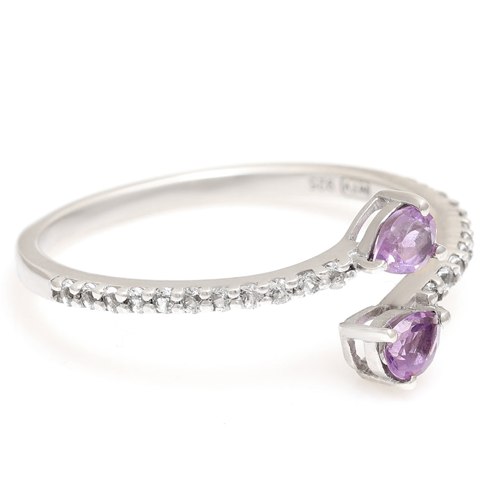 Ezüst Gyűrű Brazil Ametiszttel és Fehér Topázzal 7 