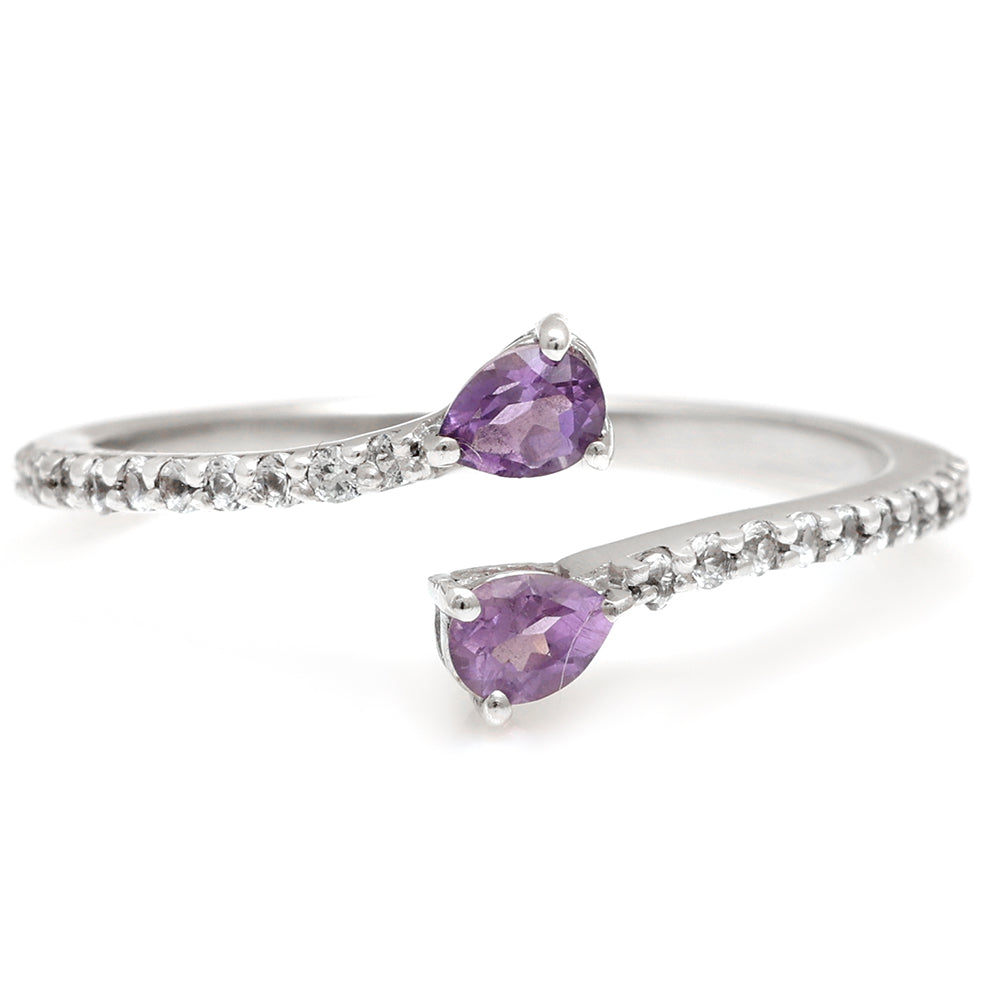 Ezüst Gyűrű Brazil Ametiszttel és Fehér Topázzal