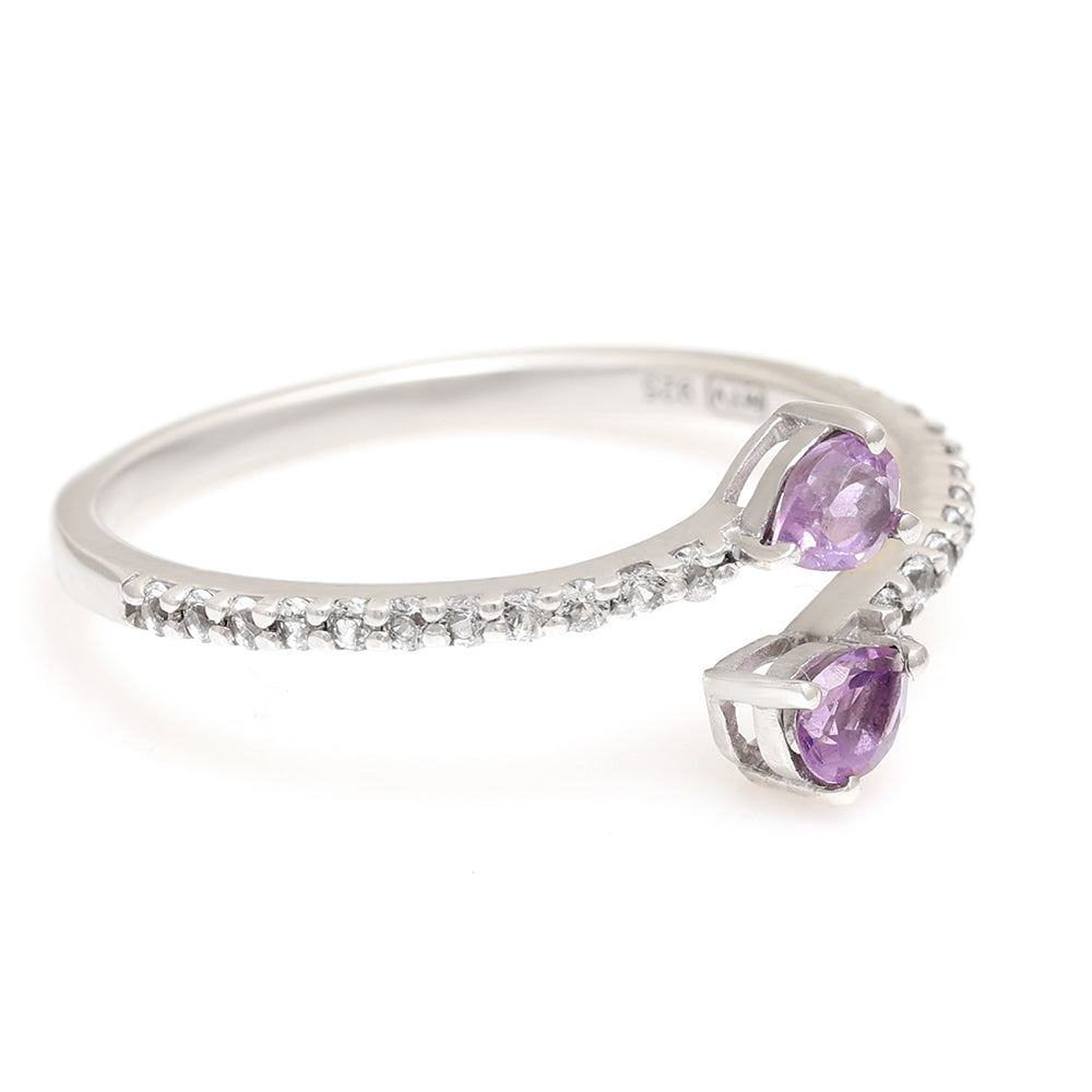 Ezüst Gyűrű Brazil Ametiszttel és Fehér Topázzal 4 