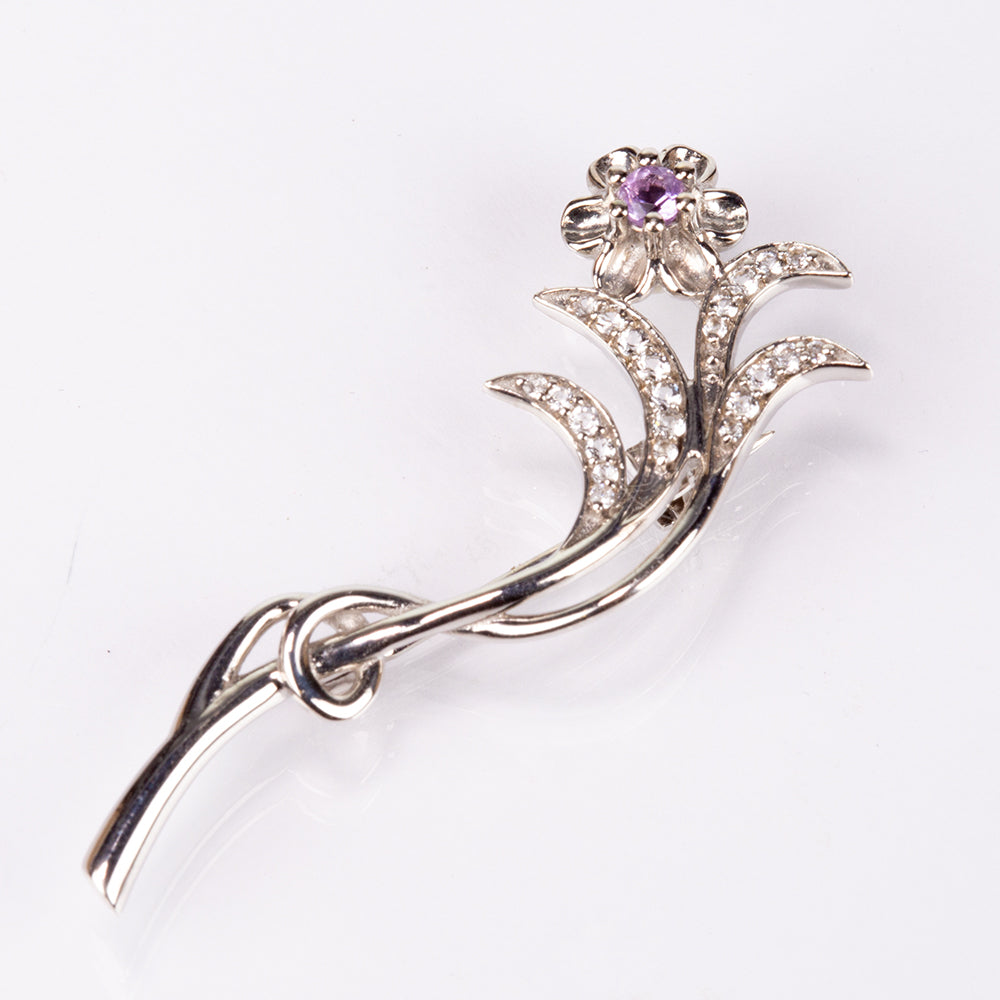 Ezüst Bross Brazil Ametiszttel és Fehér Topázzal