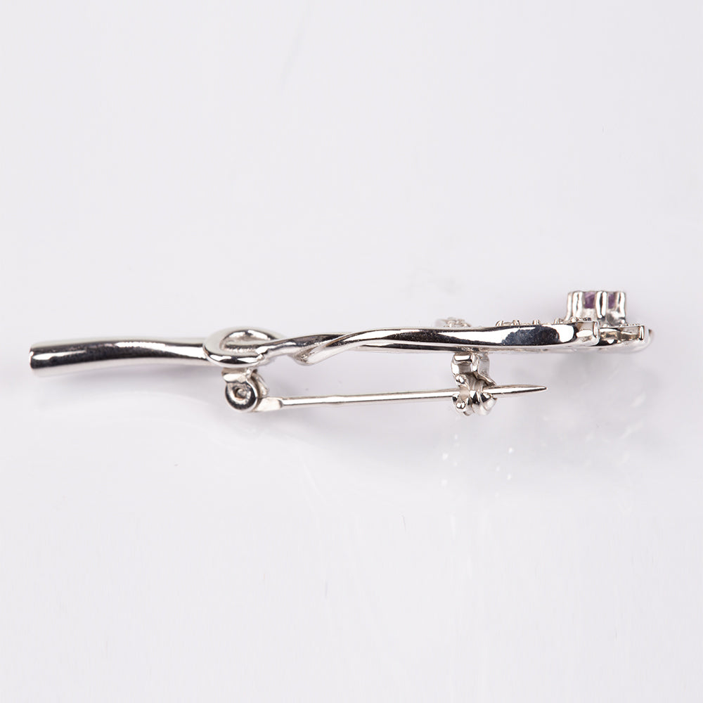 Ezüst Bross Brazil Ametiszttel és Fehér Topázzal