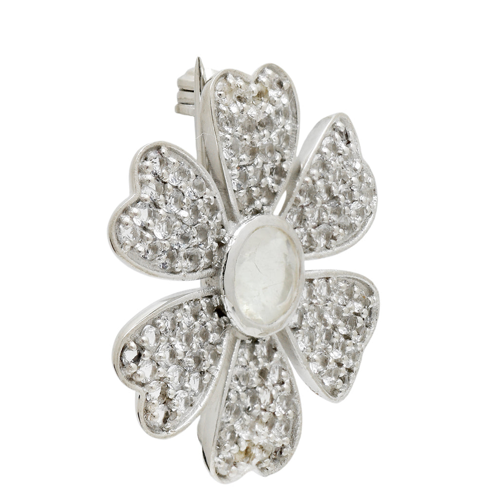 Ezüst Bross Szivárvány Holdkővel és Fehér Topázzal