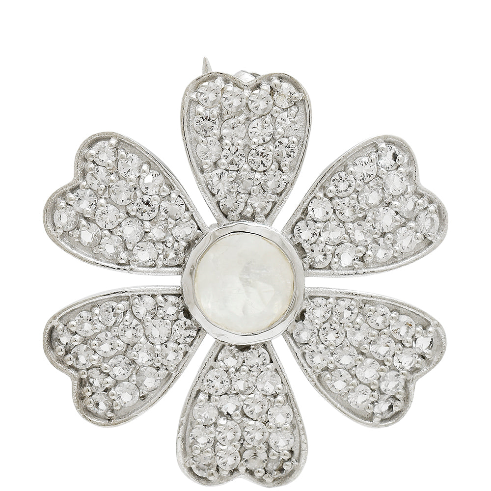 Ezüst Bross Szivárvány Holdkővel és Fehér Topázzal 2 